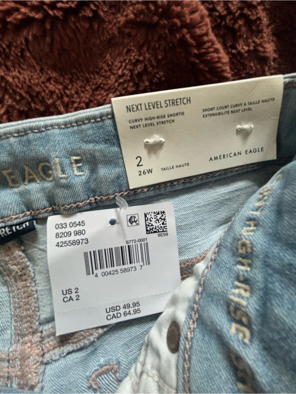 NWT-American Eagle CURVY HIGH-RISE SHORTIE  High Waist Women's Denim Shorts - Picture 7 of 7